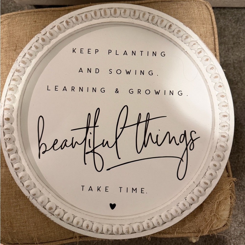 Altar'd State White Decorative Plate with Black Text